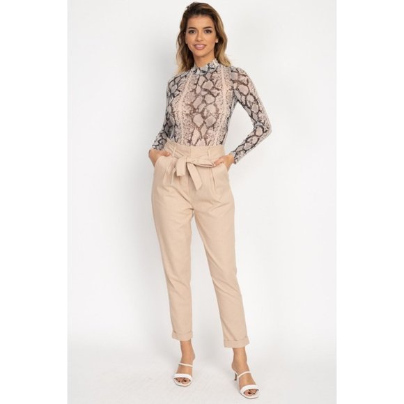 GioVanni Di RoccoBelted Linen Paper Bag Pants - Picture 2 of 5